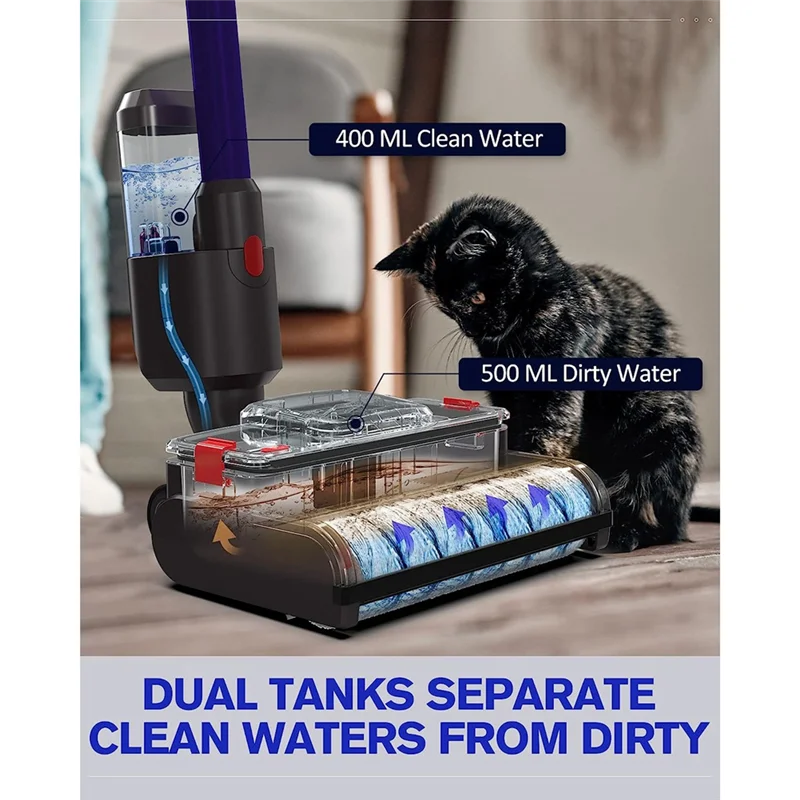 Electric Wet Dry Mopping Head for Dyson V15 V8 V7 V10 V11 Vacuum Cleaner, Automatic Cleaning Roller Brush for Hard Floor 3