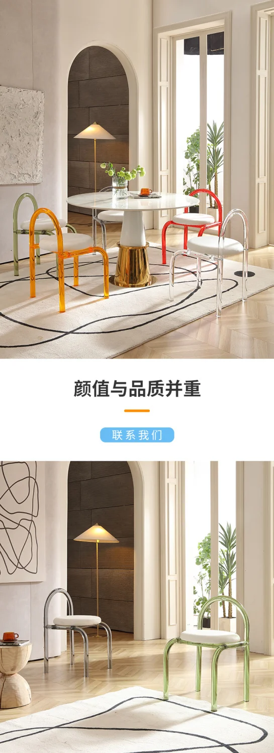 Description Picture 2 of itemMakeup Chair, Bedroom Transparent Acrylic Chair, Dining Room Chair, Casual Living Room Dining Chairs Home Furniture