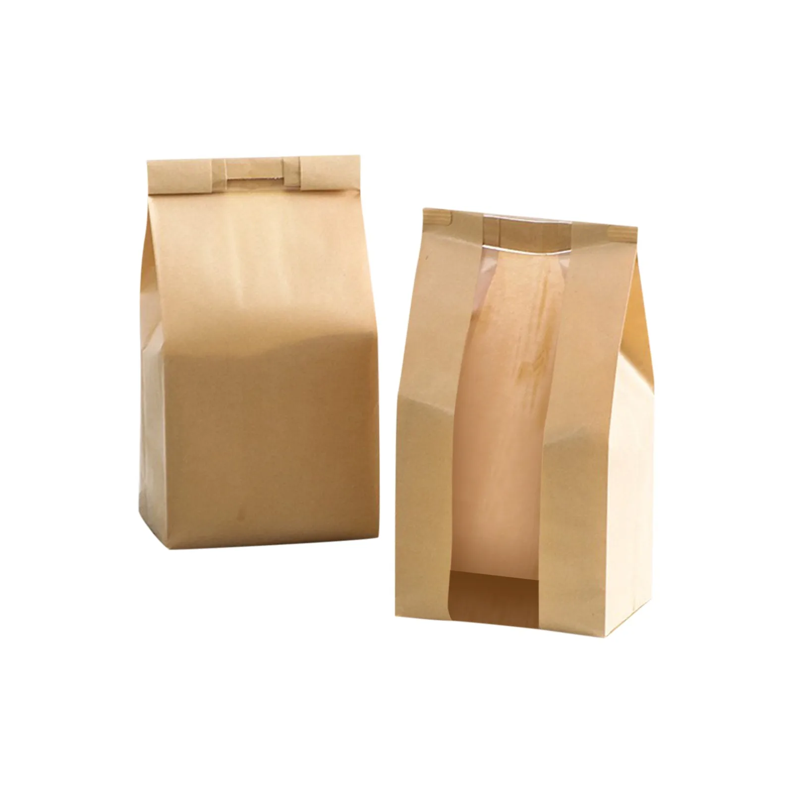50 Pieces Large Kraft Paper Bread Bags with Transparent Window for Baked Goods, Portabl... - SKU LPBB1228 - UGI Packaging