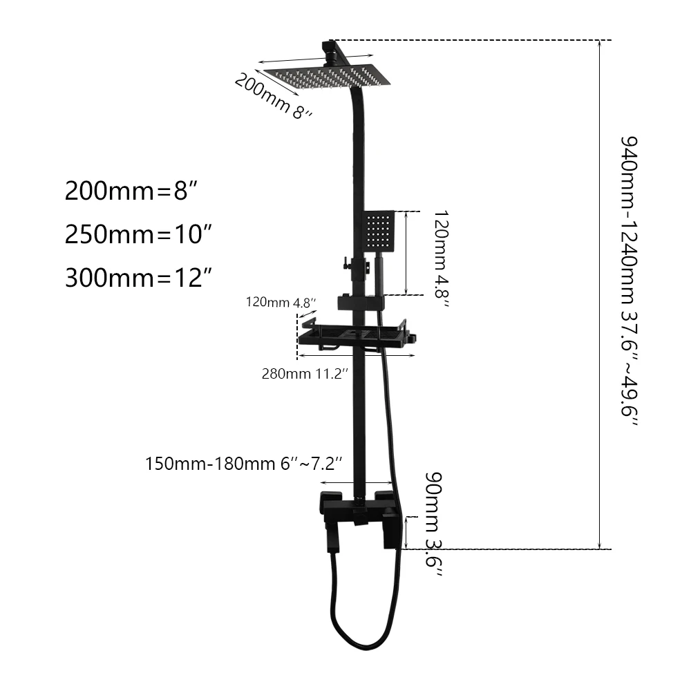 Shower Faucet Set Bathtub Mixer Tap Wall Mounted Brass Bath Cabin System with Rack Shelf KEMAIDI shower set
