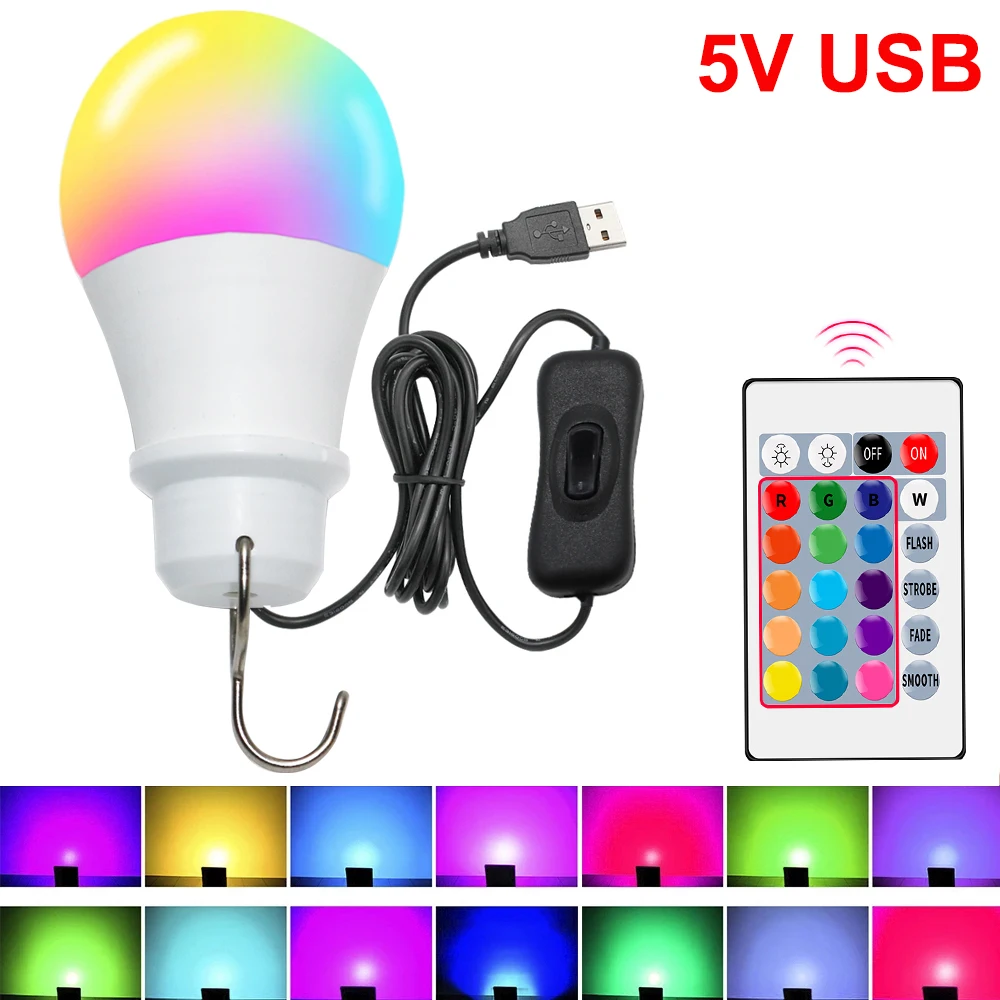 LED5VRGBUSBColourBulbsPortableEnergySavingEmergencyNight