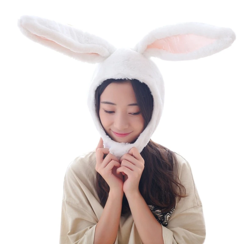 

127D Plush Bunny Hat Rabbit Ears Scarf Hood Soft Winter Warm Ski Full Headgear for Women Men Novelty Cosplay Costume