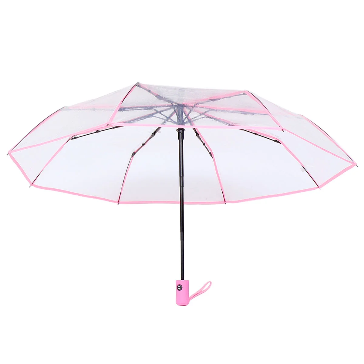 

Fully Automatic Three-fold Transparent Umbrella for Women Folding Female 3 Terminal Clear Travel