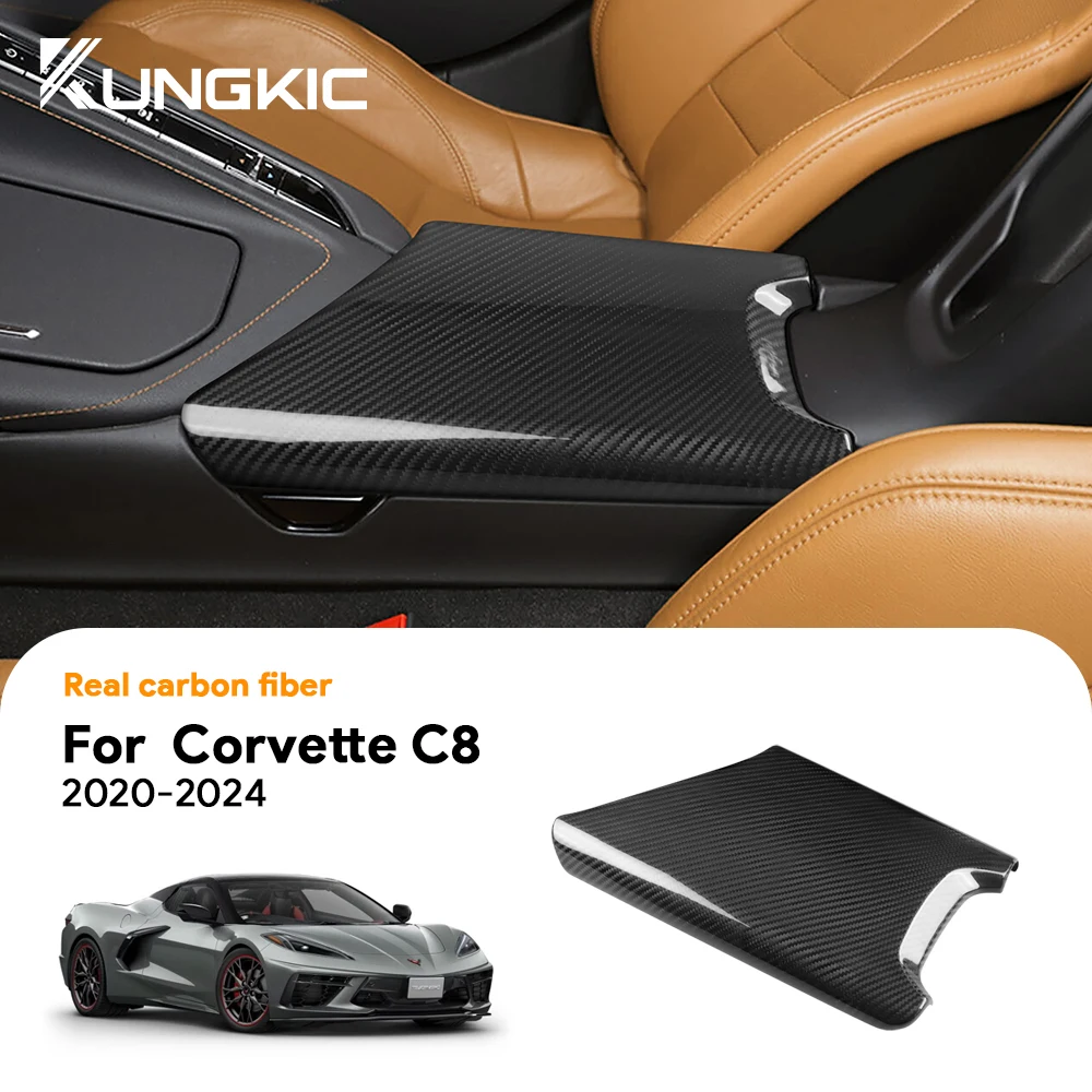 

Real Hard Carbon Fiber Sticker Car Center Armrest Box For Chevrolet Corvette C8 2020 2021 2022 2023 2024 Interior Accessories