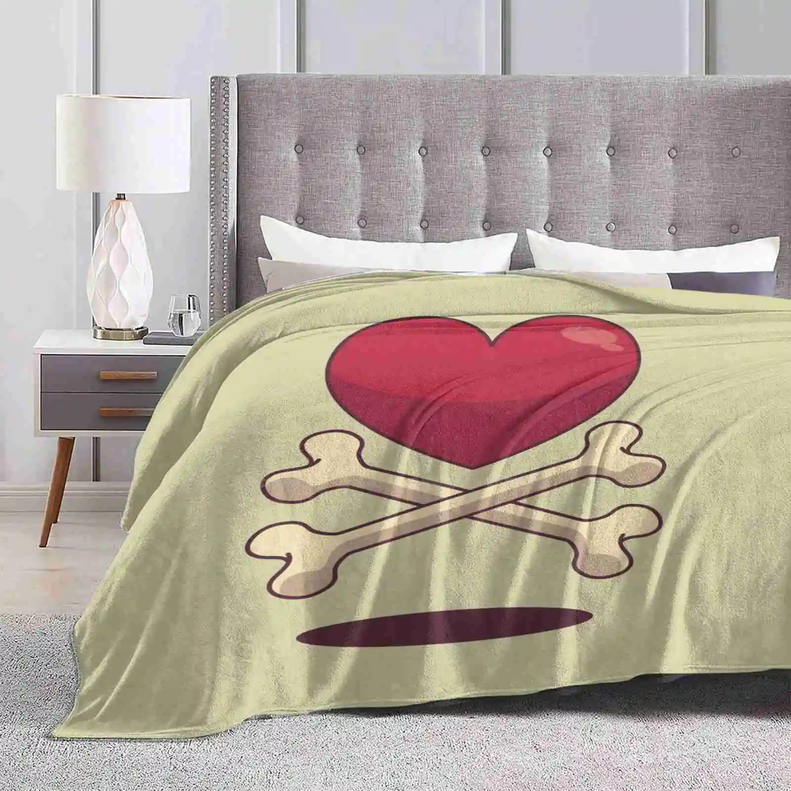 Bone Up On Love Four Seasons Confortevole Warm Soft Throw Coperta Love Vector Heart Shinbone Light Shadow Freshinkstain