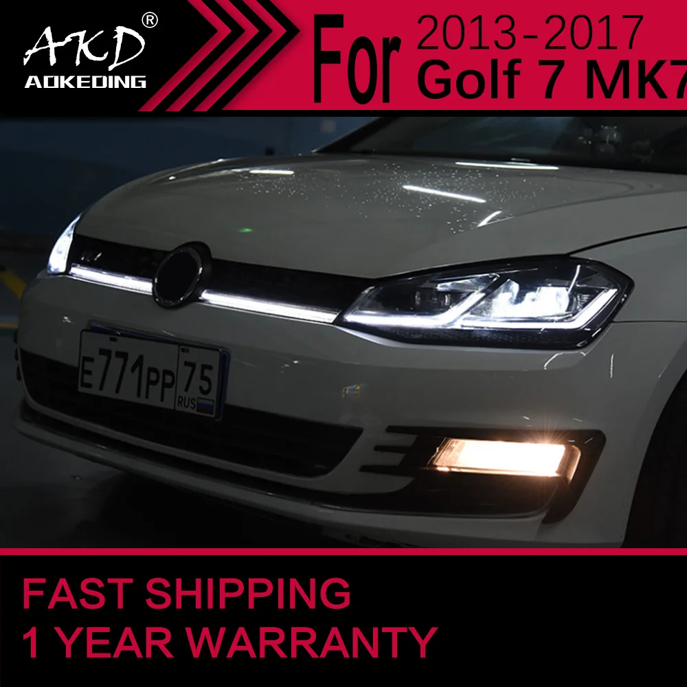 자동차 조명, VW 골프 7 헤드 라이트 2013-2017 MK7 Golf7 헤드 램프 Drl 프로젝터 렌즈 자동차 액세서리
