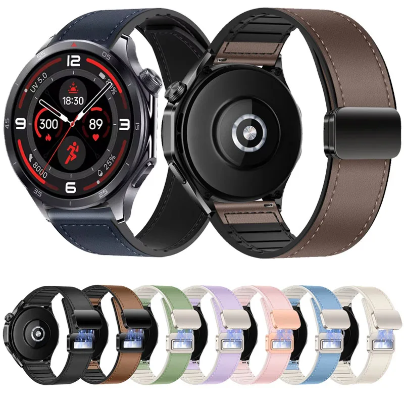 Leather and Silicone Comfort Strap - 22/20mm Adjustable Bracelet Band Accessory