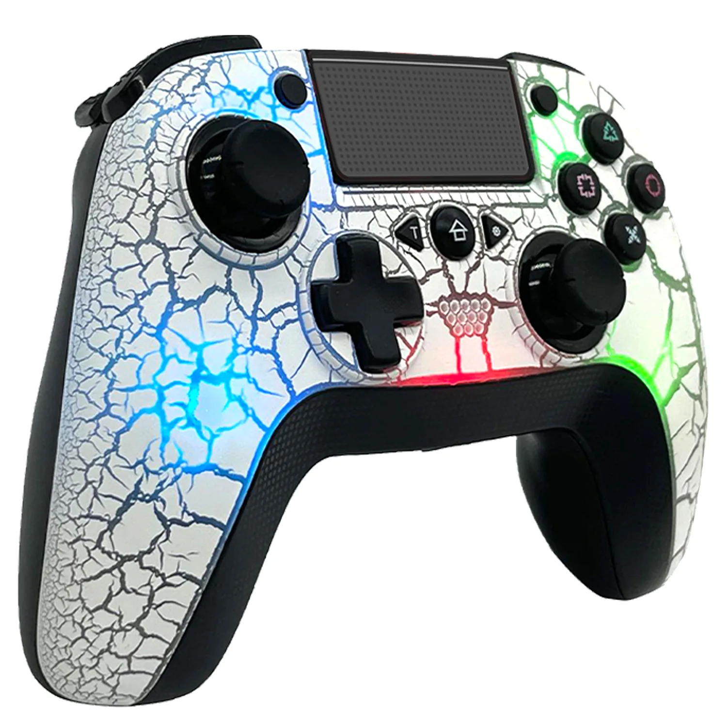 NEW Q600 Wireless Controller for PS4, Wireless Remote Gamepad with Unique Cracked Design/8 Adjustable LED Colors