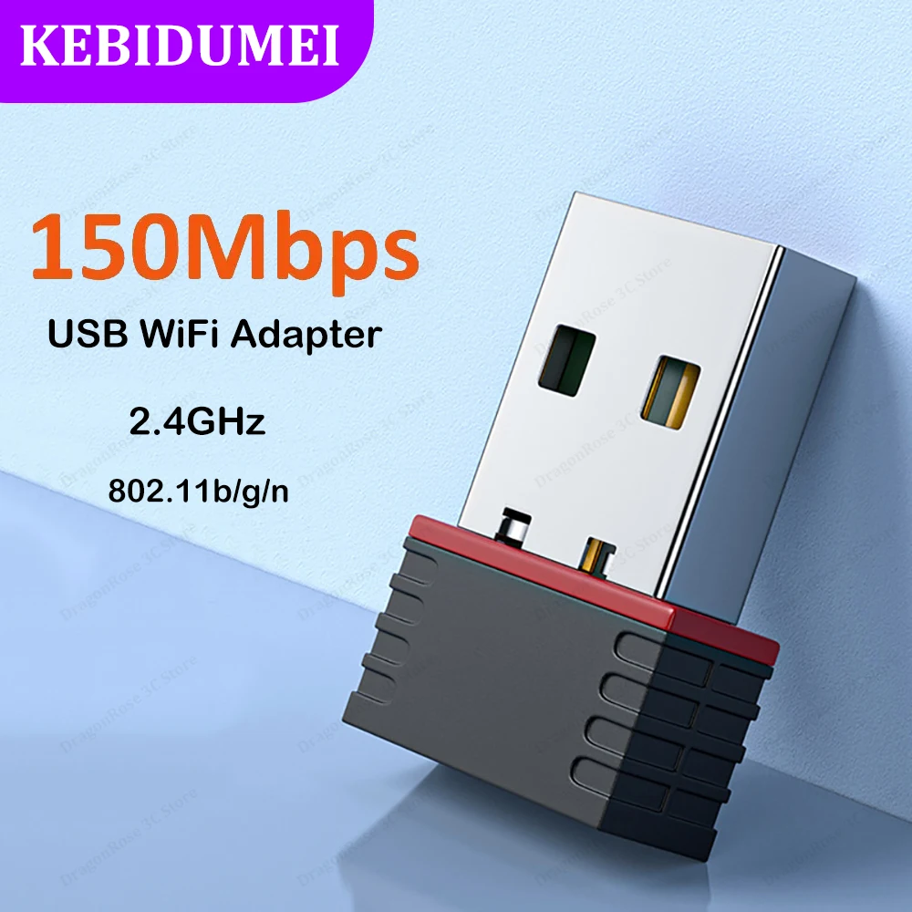 무선 네트워크 카드 미니 신호 수신 USB 동글 플러그 앤 플레이, 데스크탑 노트북 PC 윈도우용, 150Mbps USB 와이파이 어댑터