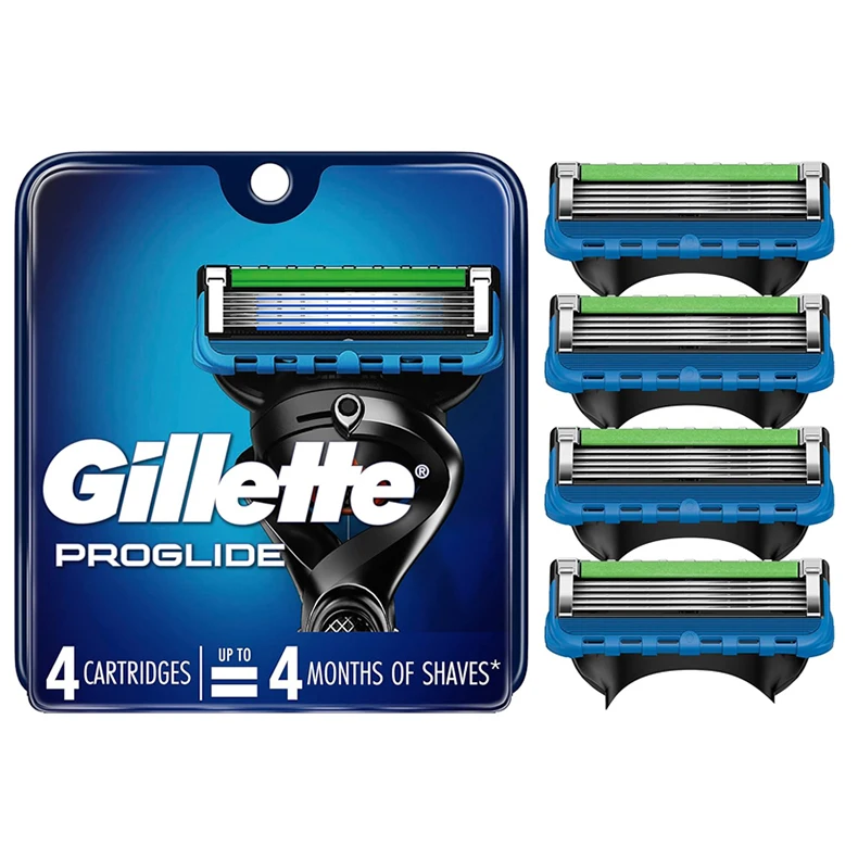 Бритвенные лезвия Gillette Fusion5 ProGlide для мужчин, 5-слойные бритвенные станки со смазкой, для Gillette Fusion 5, 4 насадки