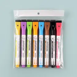 Multi - Color Erasable Magnetic Whiteboard Marker with Brush (8pcs - set)