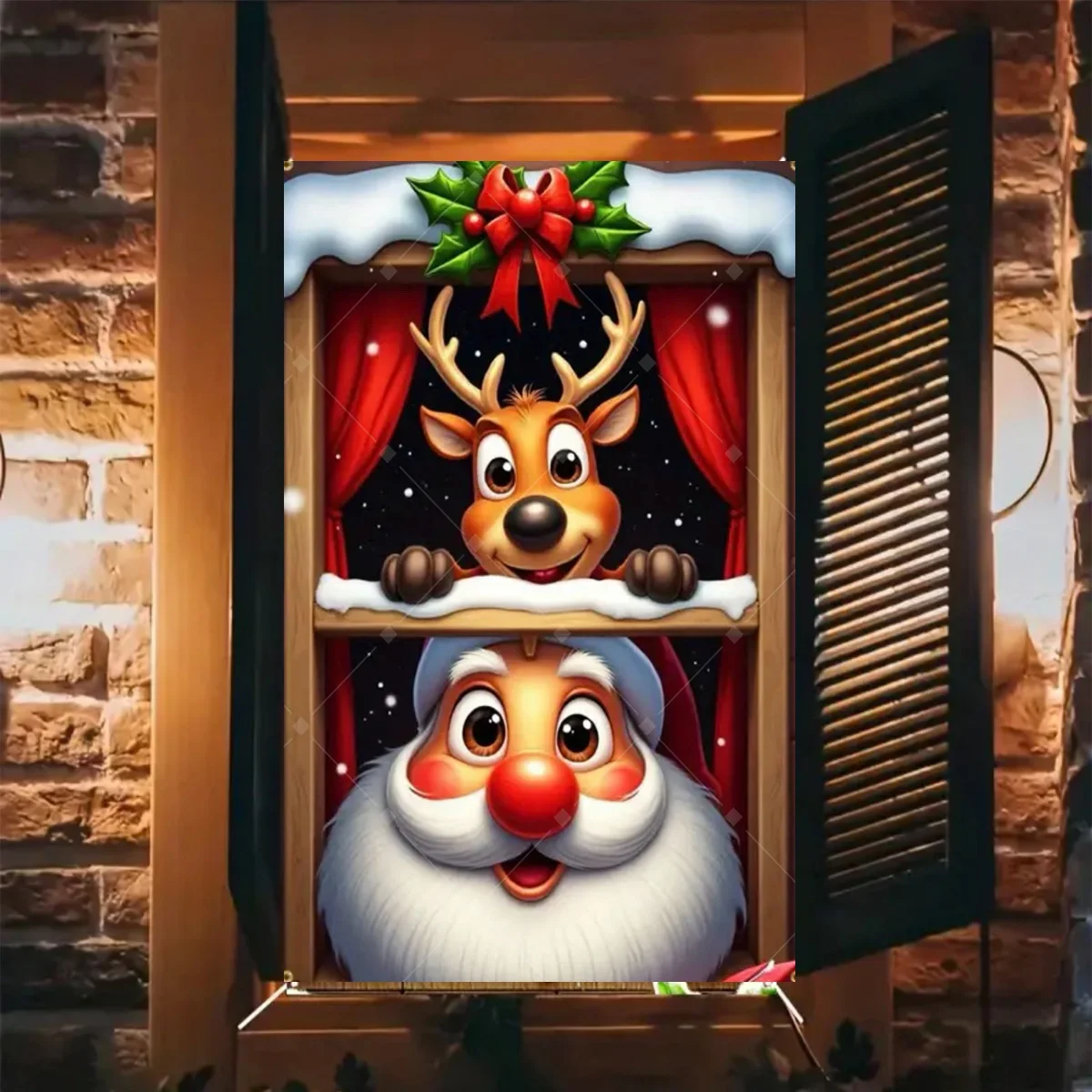 Frohe Weihnachten Fenster Dekoration Hintergrund süße Weihnachten Elfen Schneemann Weihnachtsmann Party liefert Weihnachten Fenster Dekor Banner – Detail 8