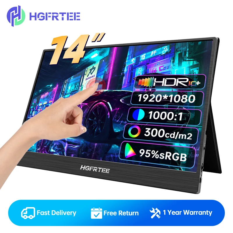 

14-дюймовый сенсорный портативный монитор ADS-IPS игровой расширенный экран мультитач для ноутбука второй дисплей с динамиком для переключателя