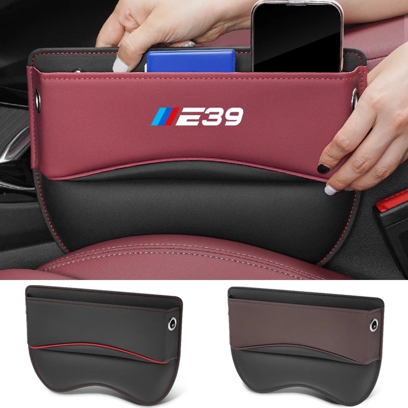 

Car Storage And Finishing Leather Seat Gap Storage Box For BMW E39 Car Interior Chair Sewn Leather Storage Box Accessories