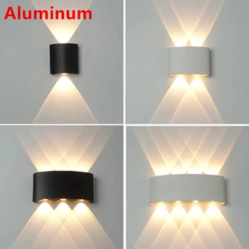 야외 LED 벽 램프, 방수 IP65 마당 벽 조명, 정원 조명, 알루미늄 침실 거실 계단 조명, 2W, 4W, 6W, 8W, 12W