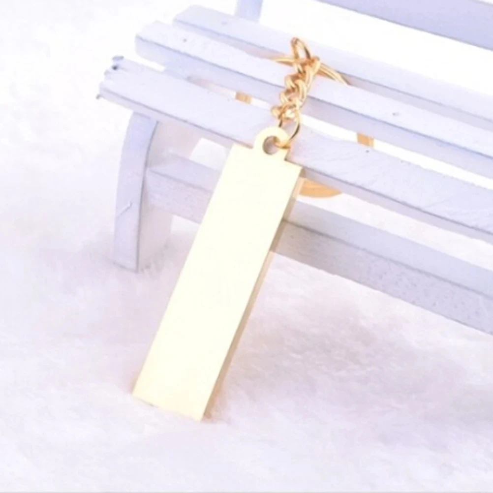 Creative Luxury Gold Bar Keychain Retro Mini Alloy Solid Color Rectangular Key Ring Bag Pendant Car Key Holder Jewelry Gift