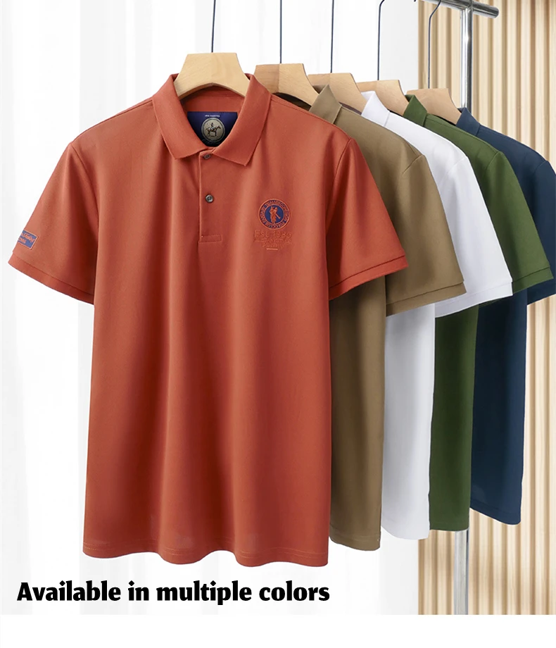 Hochwertiges Marken-Poloshirt für Herren mit Kurzarm, Modisches Rundes Abzeichen mit Geprägten Buchstaben, Atmungsaktives Sommer-Freizeitshirt mit Neuem Kragen – Detail 2