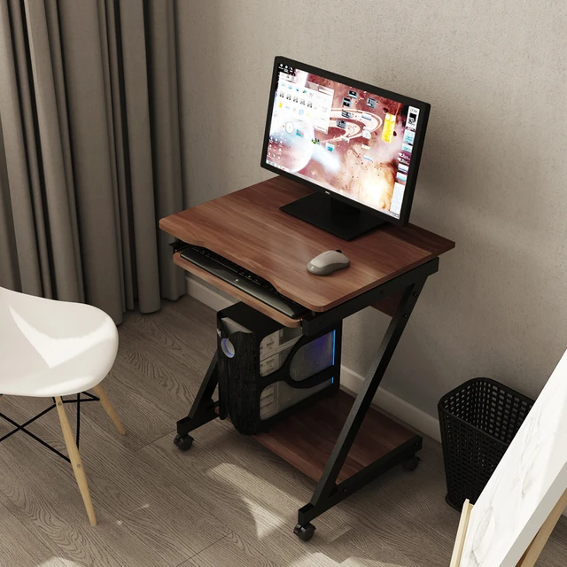 Monitor Stand Wheels Computer Desk Bedroom Luxury Wooden Desktop Office  Desk Study Mini Writing Biurko Home Furniture OA50CD - AliExpress