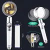 Turbo Propeller Water Saving Shower Head and Holder High Preassure Showerhead Rainfall with Fan Bathroom Accessories 1