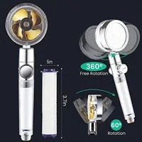 Turbo Propeller Water Saving Shower Head and Holder High Preassure Showerhead Rainfall with Fan Bathroom Accessories 1