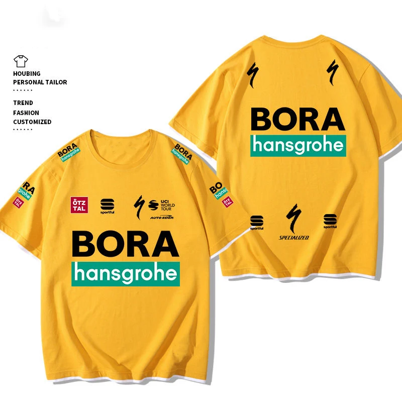 Bola BORA Team Cycling Clothes Tour De France Men's and Women's Pure Cotton Short-sleeved T-shirt Cycling Top Customization