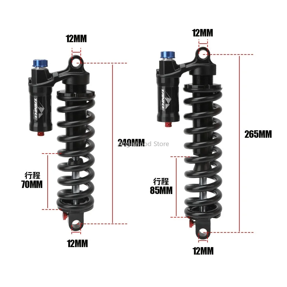 TANKE 산악 자전거 리어 쇼크 업소버 소프트 리어 테일 쇼크 190/210/230/240mm 서스펜션 스프링 자전거 교체 부품