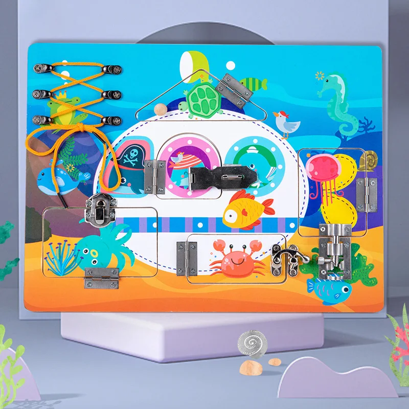 

New Multifunctional Busy Board Montessori Unlock Toy Wooden Gear Calendar Clocks Teaching Aids Puzzle Early Education Kids Gift