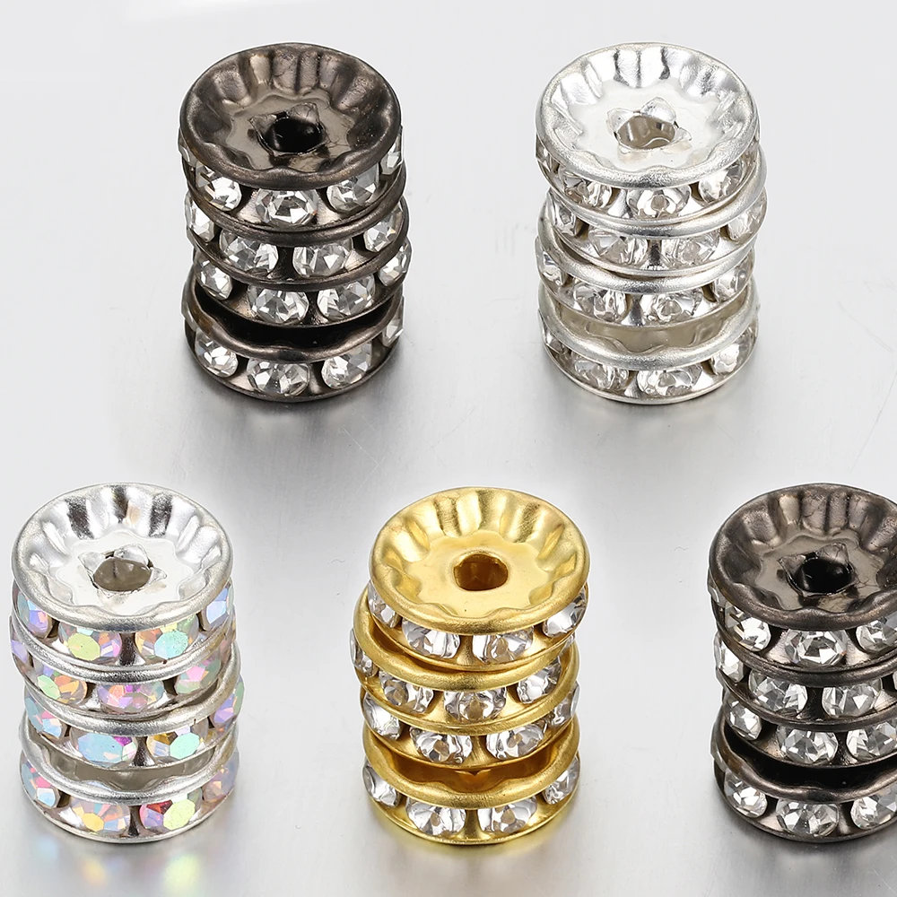 100 Stück/Lot Strass Rondelles Kristallperlen flach 4 6 8 10 mm lose Distanzperlen für DIY Schmuckherstellung Zubehör Zubehör – Detail 1