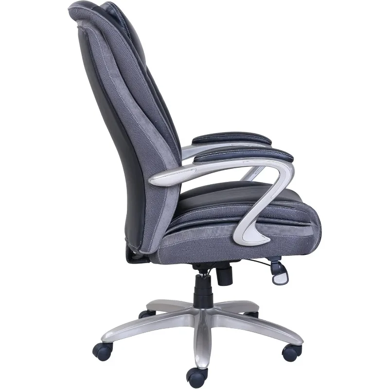 Serta® Smart Layers™ Hensley Big & Tall Ergonomic Bonded Leather High-Back Office Chair, Black/Silver 5