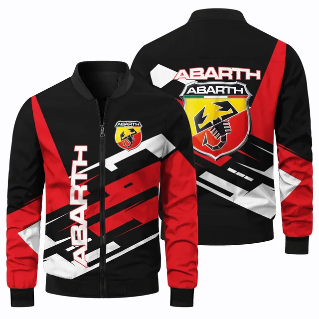 2024 New Men's Classic Racing ABARTH Logo 3D Printed Jacket Zipper Round Neck Jacket Outdoor Bicycle Off Road Camping Jacket