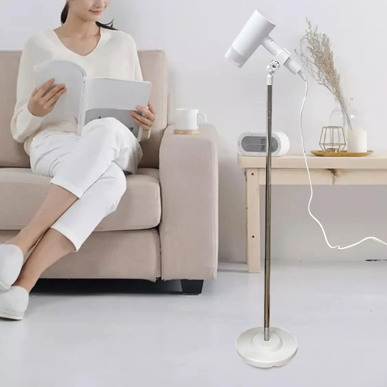 Lazy Hair Dryer Stand Adjustable Elegant Retractable Tabletop Floor Bracket for