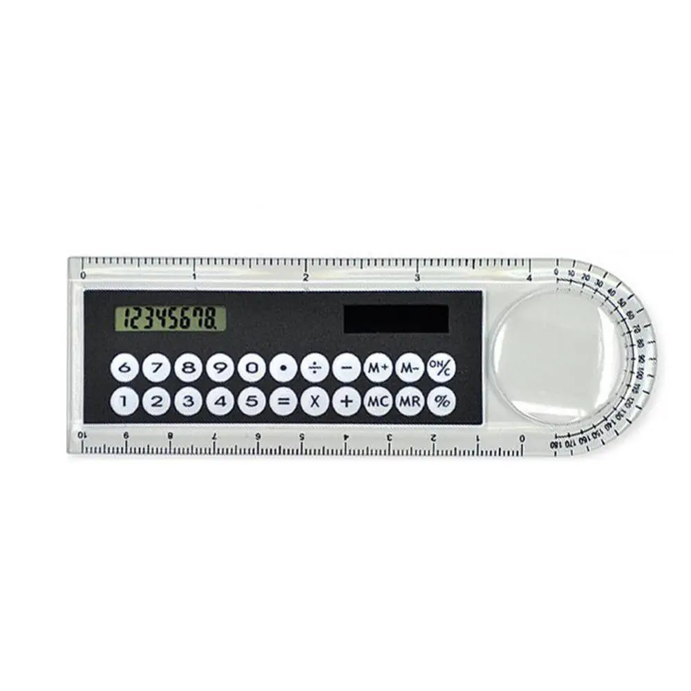 Cheap Mini Solar Transparent Ruler Magnifier with Calculator