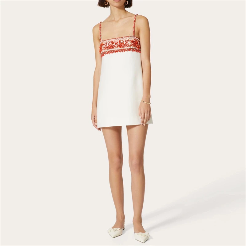 

High quality summer new women'sHeavy beaded shoulder strap dress y2k fashion high street socialite luxury backlessTube top dress