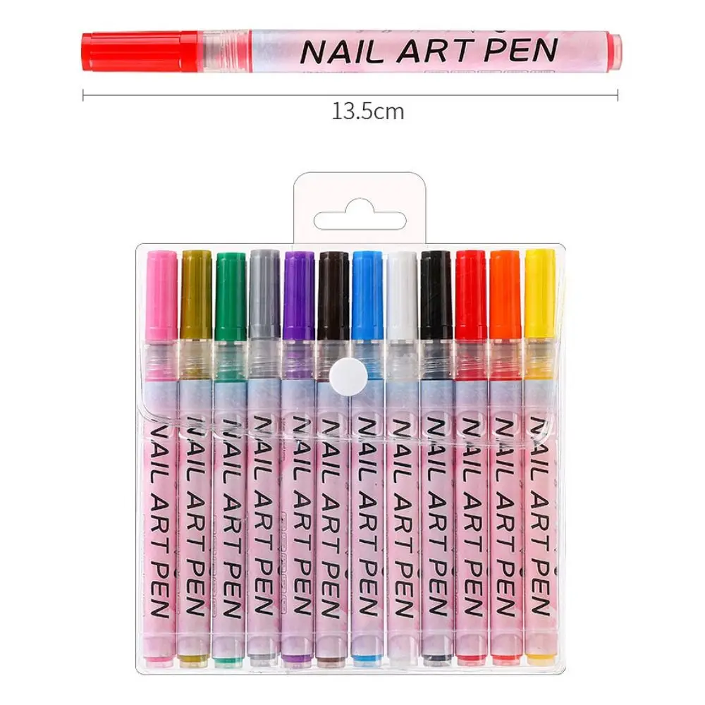 12Pcs/Set Colourful Waterproof Nail Art Graffiti Pen DIY 3D Nail Art Drawing Pen Abstract Line Manicure Tool Painting Liner