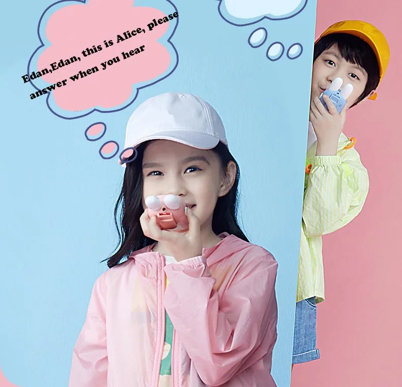 New 2PCS Rabbit Walkie Talkie 3KM Range Handheld Transceiver UHF Radio Lanyard Children Birthday Gift Mini Kids Toys Interphone 2