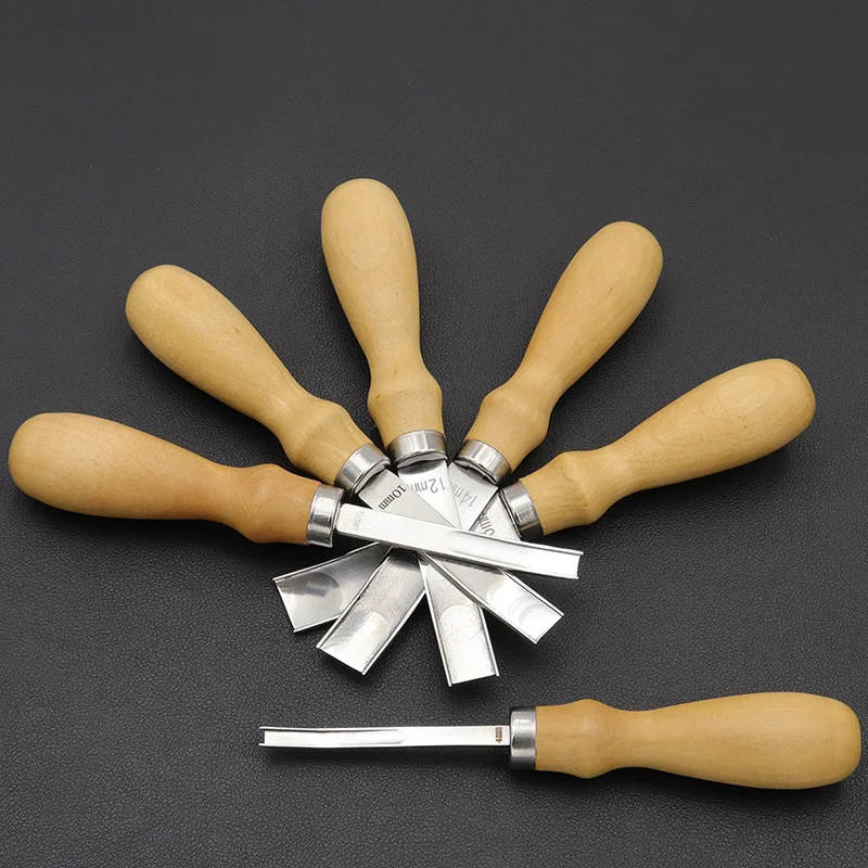 Leather Thin Wide Shovel leather skiving knife leather cutting knife leather tool leather working tools leather cutting tool craft cutting tool craft cutting blade DIY Manual Drum Section Peeling Edge Processing Tool Solid Wood Handle Sharp Blade