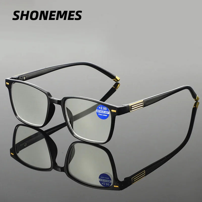 

SHONEMES Vintage Square Reading Glasses Blue Light Blocking Eyewear Presbyopia Eyeglasses Diopters +1 1.5 2 3.5 4 for Men Women