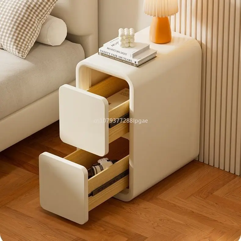 Cream Nightstand Advanced Sense Light Luxury Nightstand Small Narrow Bedroom Home Narrow Modern Simple Furniture