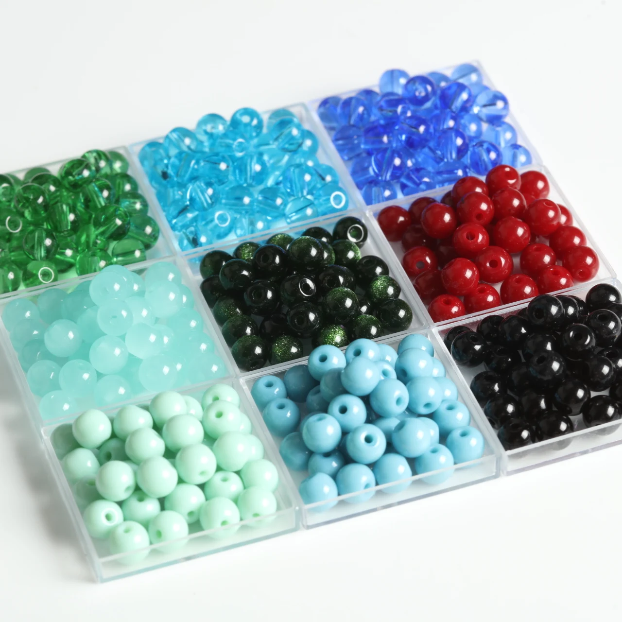 Transparent Wine Red Glass Beads - 6mm Round