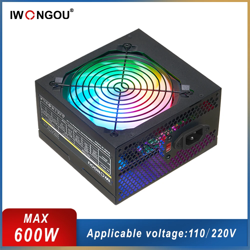 IWONGOU Atx Fonte 400w 24pin 12v  PC Power Supply 500W Max Para Pc Gaming Desktop GAMESD600 Dual Voltage 110/220V PSU Source