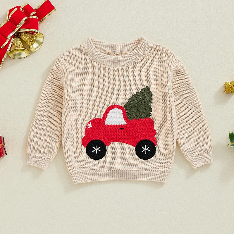 Toddler Baby Boy Girl Christmas Sweater Long Sleeve Knit Pullover Top Newborn Fall Winter Clothes