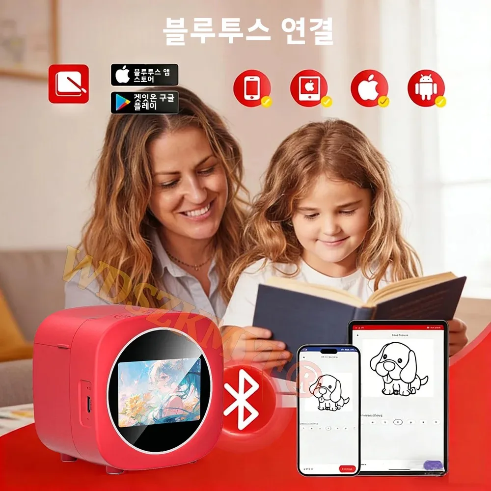 새로운 AI 스티커 박스, 어린이용 AI 음성 활성화 스티커 메이커, 푸시 투 토크 이미지 생성 기능이 있는 즉석 무잉크 감열 프린터