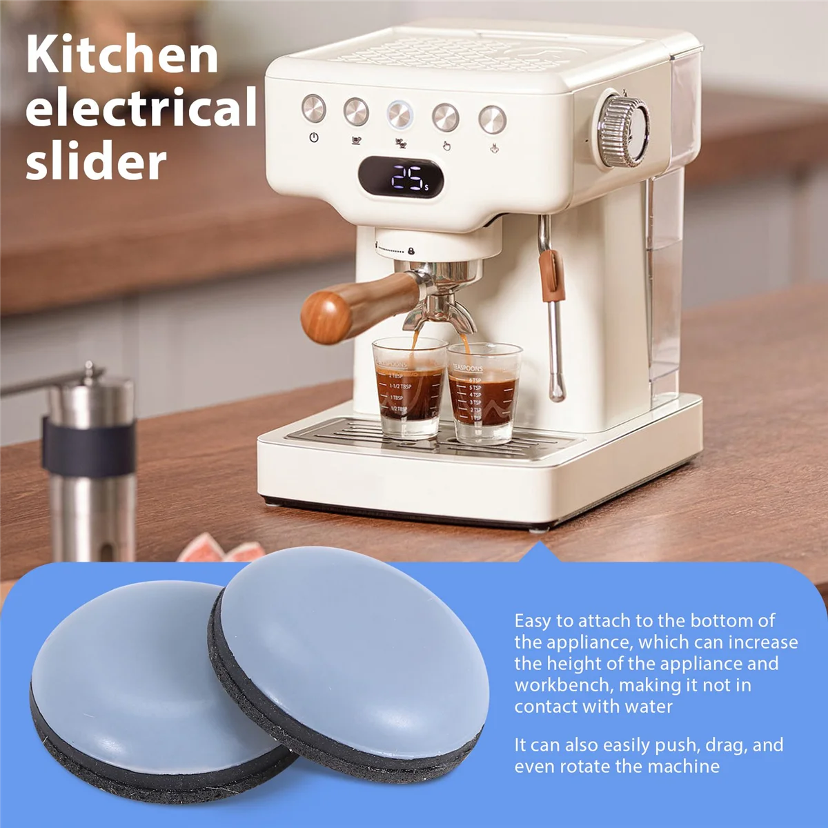 10Pcs Kitchen Appliance Sliders for Counter Adhesive Sliding Tray Compatible with Most Coffee Makers Air Fryers kitchen appliance sliders