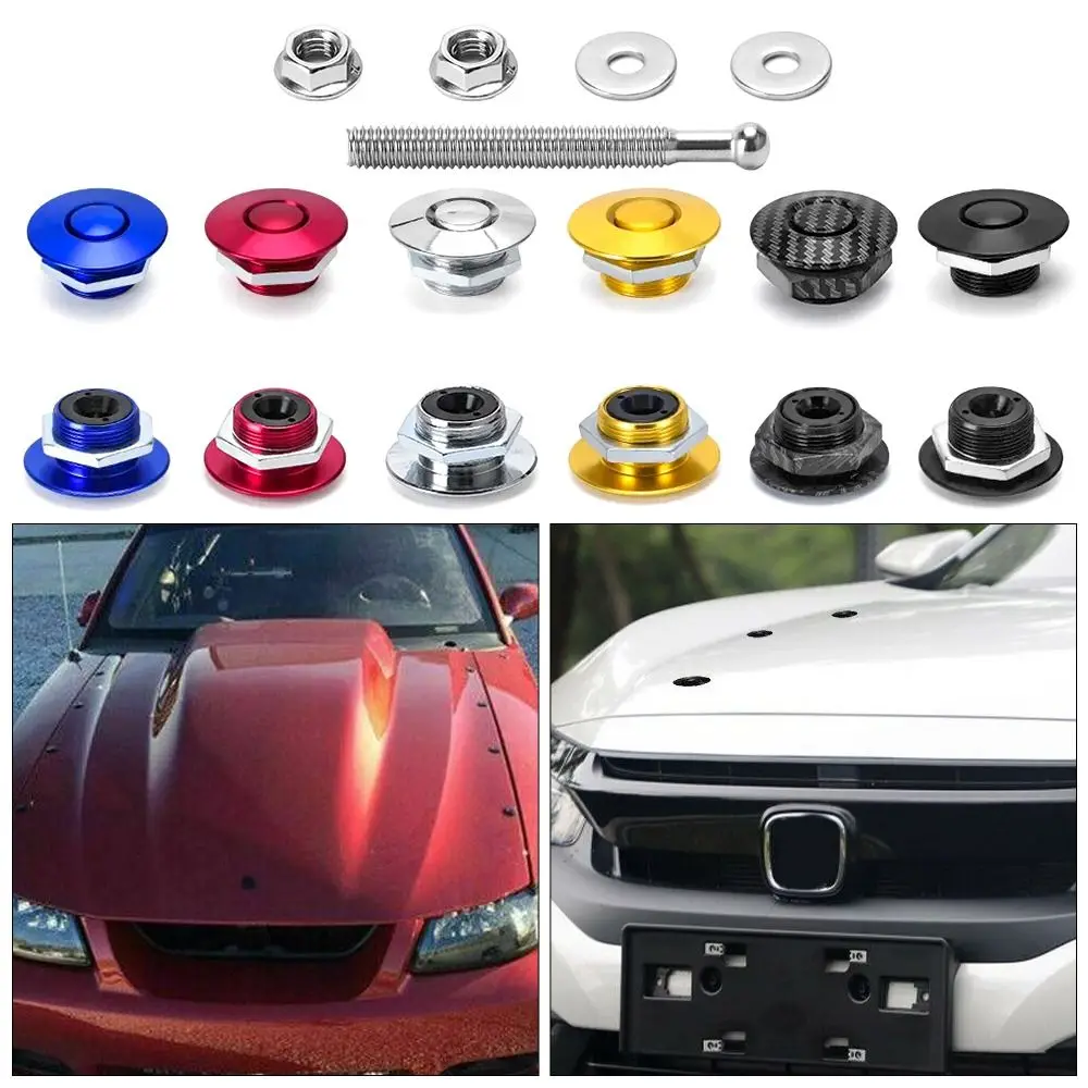 Hood Pins Lock 1Pcs Universal Quick Release Push Button Latch Clip Body Kit Front Bumper Hood Pin Aluminum Car Accessory Engine Bonnet Lock