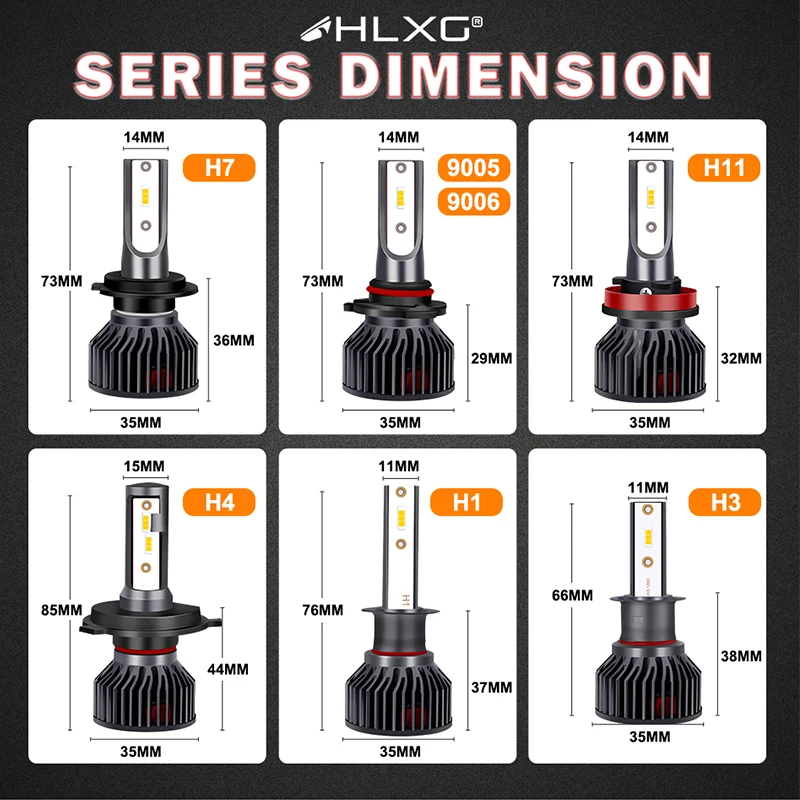 HLXG-Ampoule LED H4 H7 H11 H8 H1 9005 HB3 HB4 9006, Auto, Voiture, Sauna,  Moto, 6000K, 12V, 4300K, 8000K, Turbo PTF, Antibrouillard, 100000LM -  AliExpress