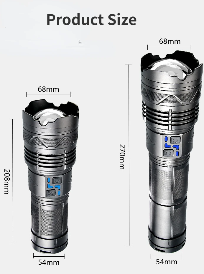 Description Picture 2 of itemHigh Power White Laser Flashlight Super Bright LED Spotlight Long Range Torch Zoom Emergency Outdoor With Battery Indicator