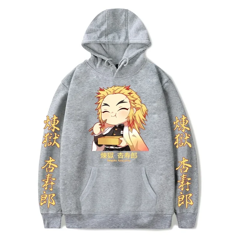 thumbnail image 4 of Sudadera con capucha de Anime japonés Demon Slayer Kawaii Rengoku Kyoujurou para hombre y mujer, sudadera Harajuku con estampado gráfico, talla grande, Otoño e Invierno, 4 of 5