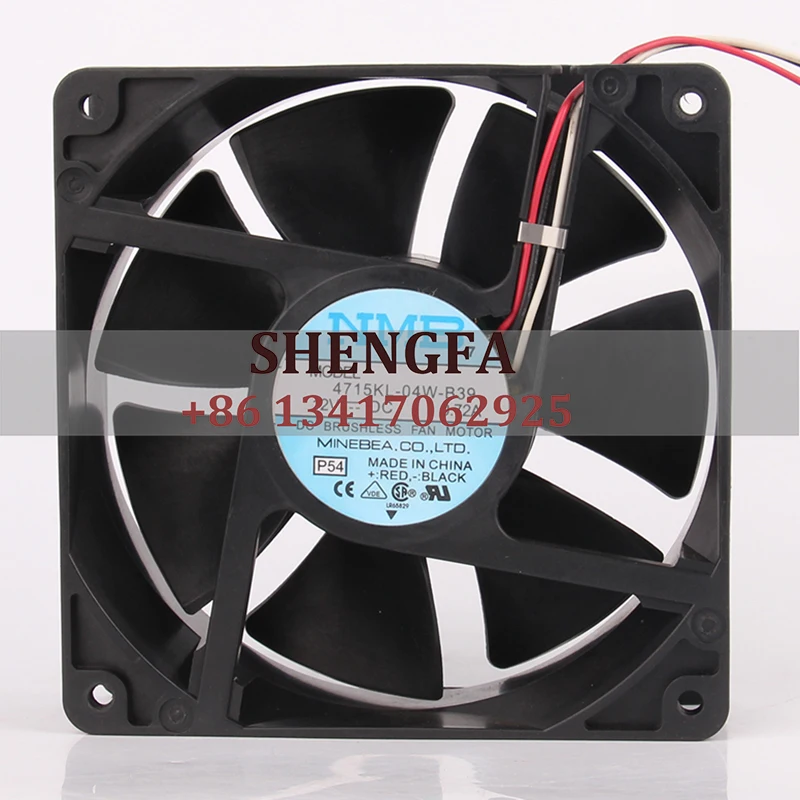 

4715KL-04W-B39 NMB Case Fan Dual Ball Bearing 12038 120*120*38mm 12CM DC12V 0.72A 3-wire High Airflow Cooling Fan