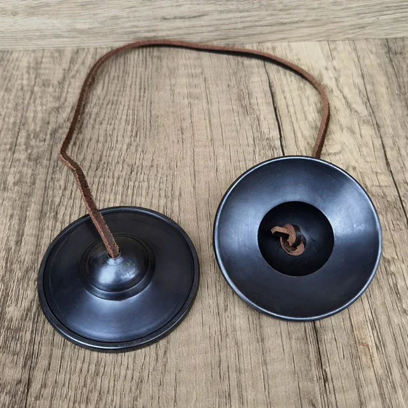 Hand Bell Nepal Handmade Tinkle Bells Black Brass Meditation Cymbals Large Tingsha Bell with Bag Portable Tibetan Cymbal Orff Instrument