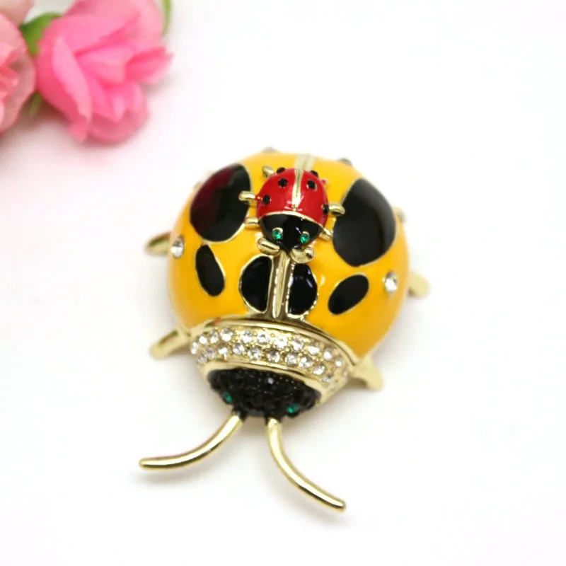 Beetles Stacked Crystals Jewelry Trinket Ring Box- New Cute Ladybug Craft Gift Boxes 100pcs blank paper price tags stickers craft necklace ring bracelet price labels display jewelry tags making findings wholesale